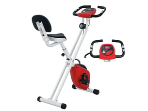 Vélo d'appartement pliable- collaboration .fr x ffhandball - 8 niveaux de résistance, dossier selle réglable, rouge