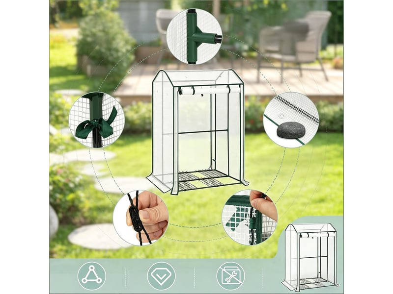  Serre de jardin durable avec porte frontale zippée enroulable, balcon et patio  - Conforama E