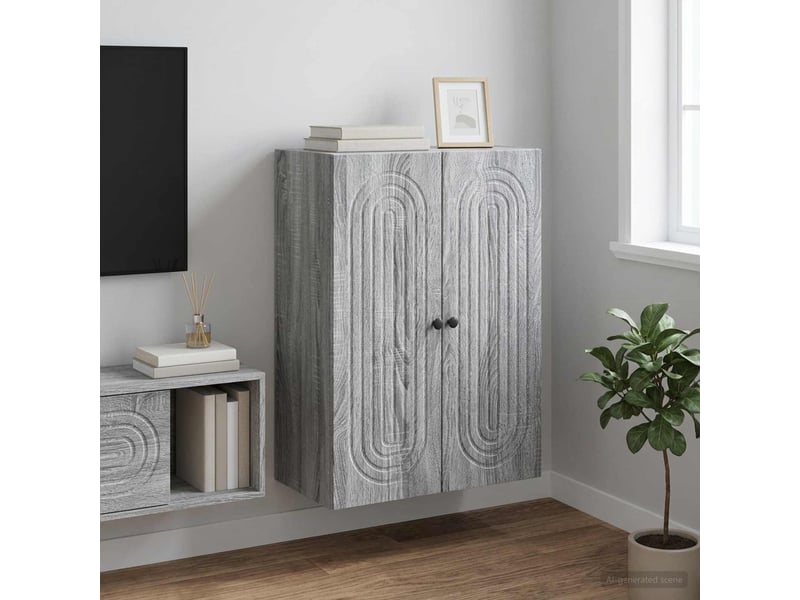  Armoire murale salon sonoma gris 66x34,5x90cm bois d'ingénierie shl8305  - Conforama B