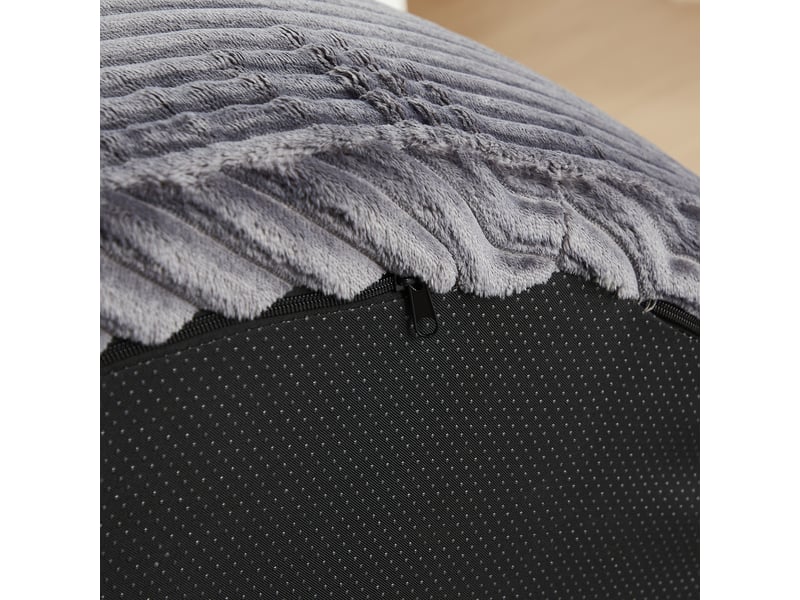  Canapé individuel circulaire en velours côtelé, 110 cm de diamètre, confort moelleux, lot de 3 coussins d’appoint, gris  - Conforama E