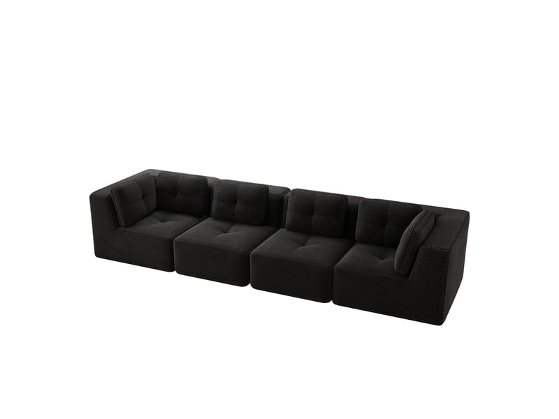  Canapé modulable, canapé 4 places – sans montage, en velours côtelé, base antidérapante, noir, assise profonde  - Conforama B