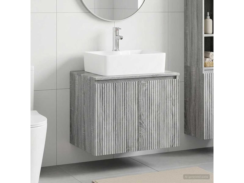  Ensemble de mobilier de salle de bain sonoma gris cf64705  - Conforama B