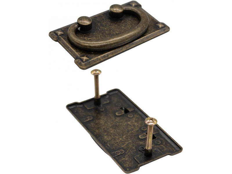  Lot de poignées de tiroir anciennes pliables, design en fer bronze pour portes coulissantes, commodes, cuisines, buffets, coffres  - Conforama C