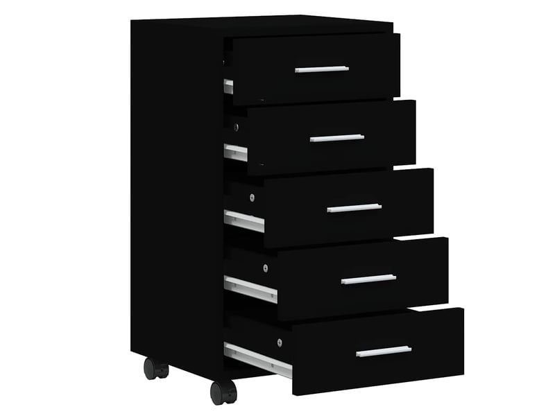  Armoire de rangement bureau, armoire à tiroirs avec roulettes noir bois d'ingénierie  - Conforama E