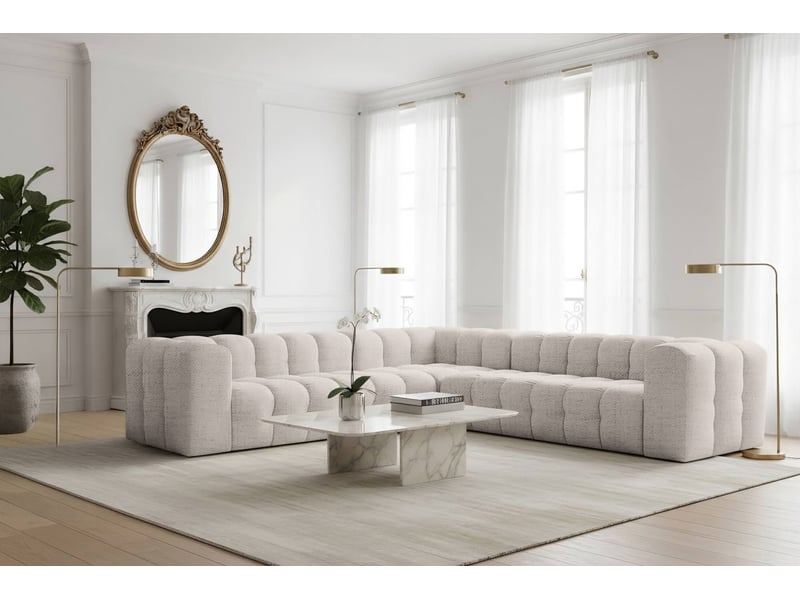 Canapé d'angle réversible miloe 6 places avec accoudoirs en tissu - blanc MILOE - Conforama B