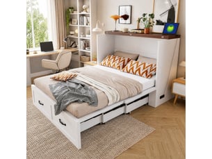 Lit escamotable 140x200 cm <strong>HAUSS SPOLE</strong>  <strong></strong> coloris blanc