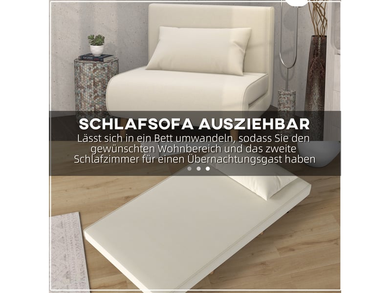  Canapé convertible 94x78x80 cm dossier réglable bois blanc crème  - Conforama E