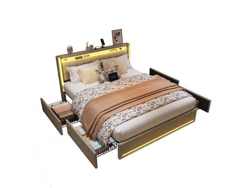  Lit 2 places 160x200 cm coloris beige  - Conforama A