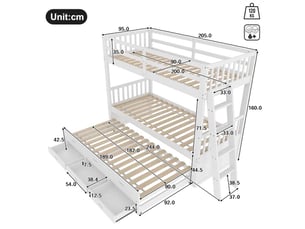Lit mezzanine 90x200 cm <strong></strong> <strong></strong> coloris blanc