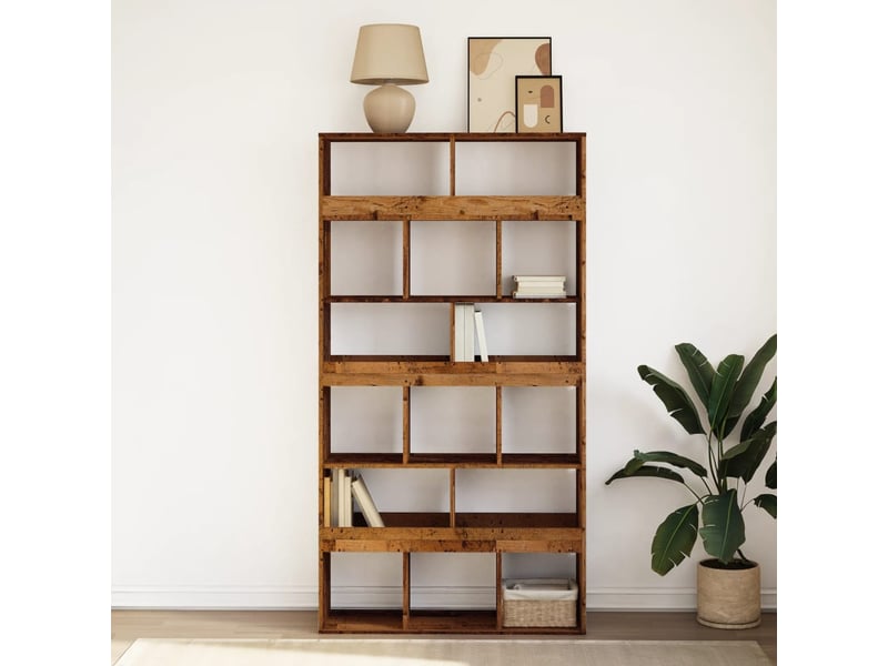  Bibliothèque, meuble de rangement salon vieux bois 100x33x187,5 cm bois d'ingénierie  - Conforama C