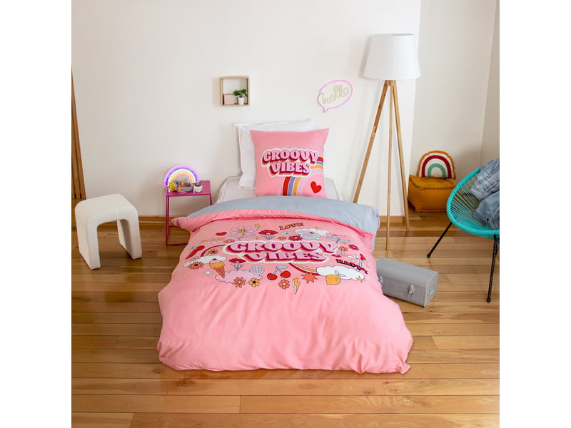  Parure de lit enfant 140x200 cm microfibre groovy vibes PD23284 - Conforama D