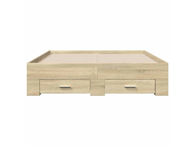  Lit double- lit adulte -  cadre de lit avec tiroirs sans matelas chêne sonoma 135x190 cm  - Conforama C
