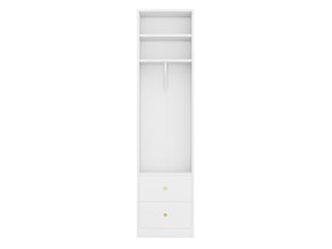 Armoire blanche étroite penderie avec 2 tiroirs 50x30x200 cm - rangement ouvert gain de place mdf