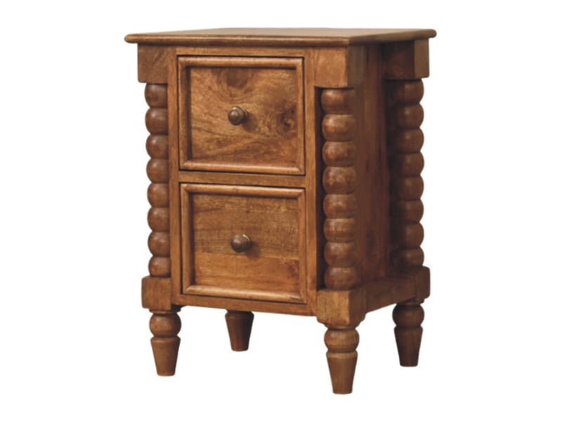  Artisan furniture bois massif barley twist 2 tiroir table de chevet, 2 tiroirs, marron  - Conforama C