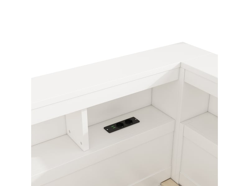 Lit enfant 140x200 cm, canapé-lit,  rangement, prise et usb, sommier, aggloméré, blanc, sans matelas  - Conforama R