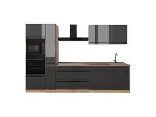 Vicco cuisine, anthracite haute brillancechêne doré, 310cm plan de travail chêne doré