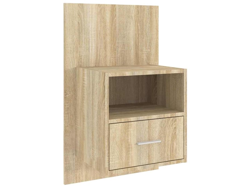 Lot de 2 tables de chevet - cabinet de chevet - table de nuit murales chêne sonoma  - Conforama D