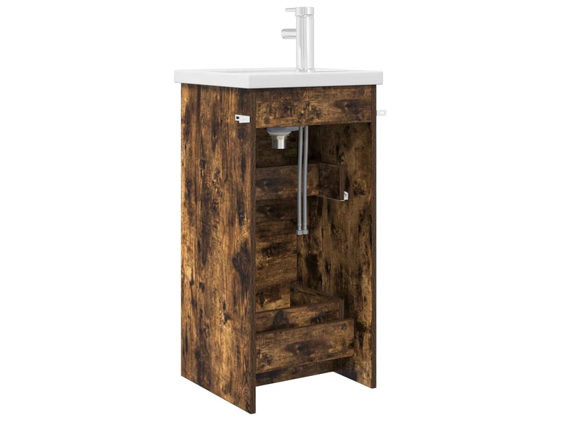  Meuble de salle de bain avec évier chêne fumé 42x40x84.5 cm shl3411  - Conforama E