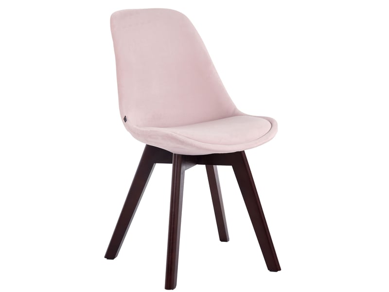 Lot de 4 chaises de salle à manger design scandinave en velours rose et piètement à 4 pieds en bois foncé 10_0008760 - Conforama B