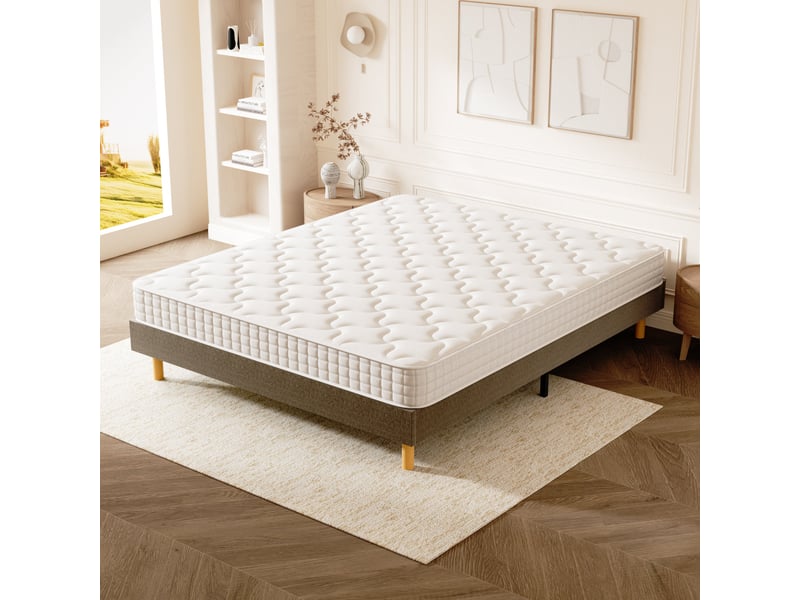  Ensemble matelas ressorts 140x190 cm epaisseur 20 cm + sommier déco  - Conforama E