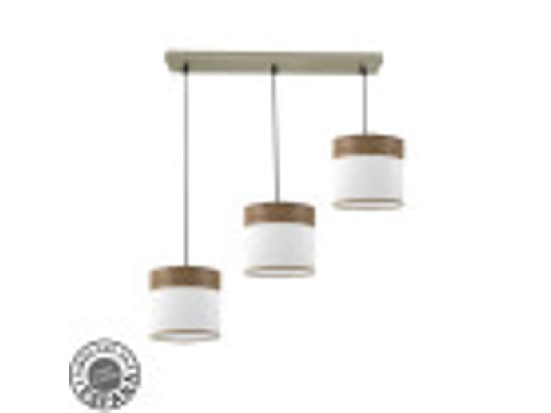  Rampe de plafond fabrilamp cloe cuirblanc-bois foncé 3 x e27 hauteur réglable 35-108 cm 60x16 cm 175493084 - Conforama B