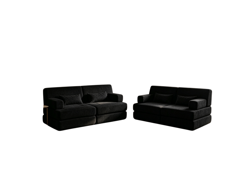 Canapé 4 place convertible en chenille, 2-en-1, dossier surélevé, cadre en fer, livré compressé, sans outil - Conforama A