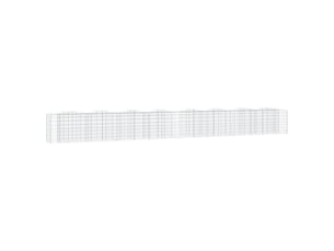 Lit surélevé à gabions arqué 800 x 50 x 100 cm fer galvanisé argent 02_0039943