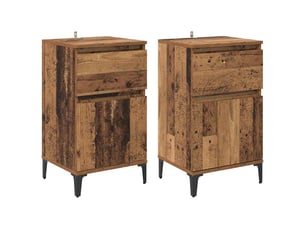 Table de chevet - cabinet de chevet - table de nuit 2 pc bois ancien 40 x 35 x 70 cm