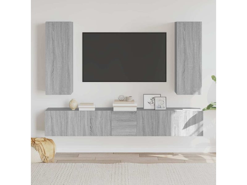  Ensemble de meubles tv 5 pcs sonoma gris bois d'ingénierie shl95314  - Conforama B