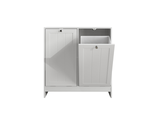 Meuble avec panier à linge 66x33x68 cm, armoire de stockage compacte avec compartiments séparés et poignées intégrées