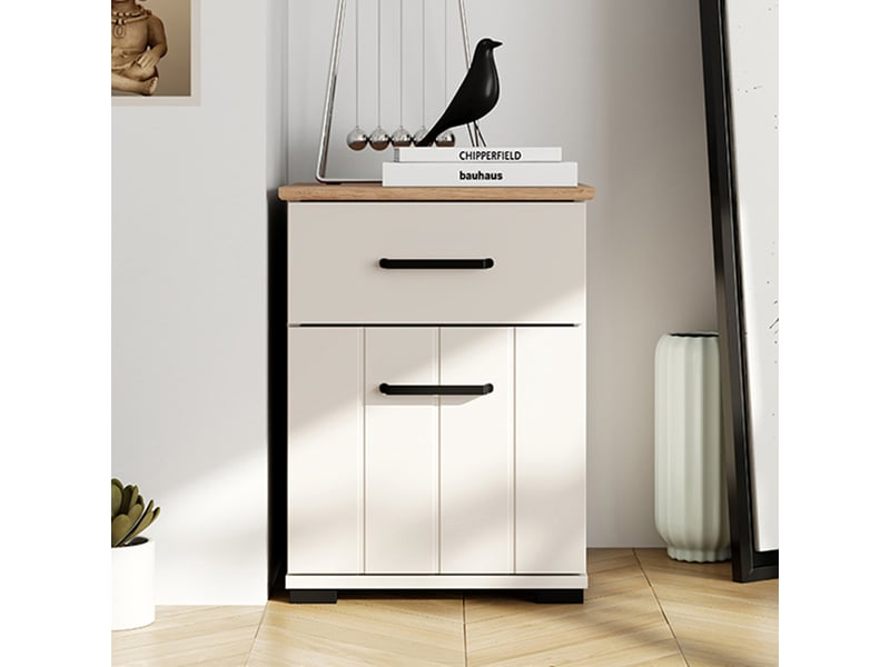  Commode de nuit punak, un tiroir, 41x40x54h cm blanc crème Punak - Conforama B