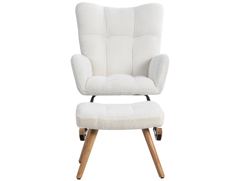  Fauteuil à bascule modenvie blanc en bouclette avec repose-pieds 49 x 38 x 38 cm  - Conforama A