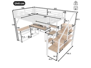 Lit mezzanine 140x200 cm <strong></strong> <strong></strong> coloris blanc