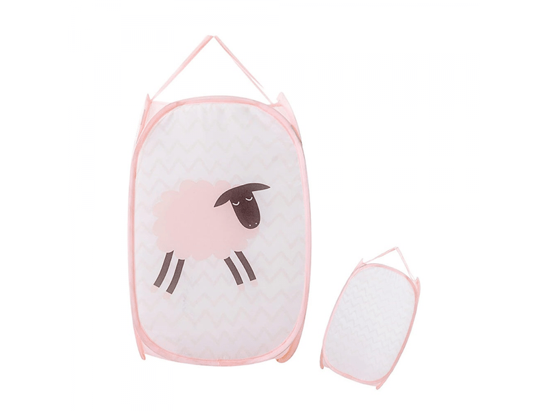  Panier pliable avec anse, panier à linge en maille, panier à dessins animés, panier à linge pour enfants, jouets, chaussures, couleur rose  - Conforama A