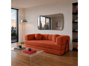 Canapé compressé convertible modulable 3 places en velours côtelé terracotta crosby