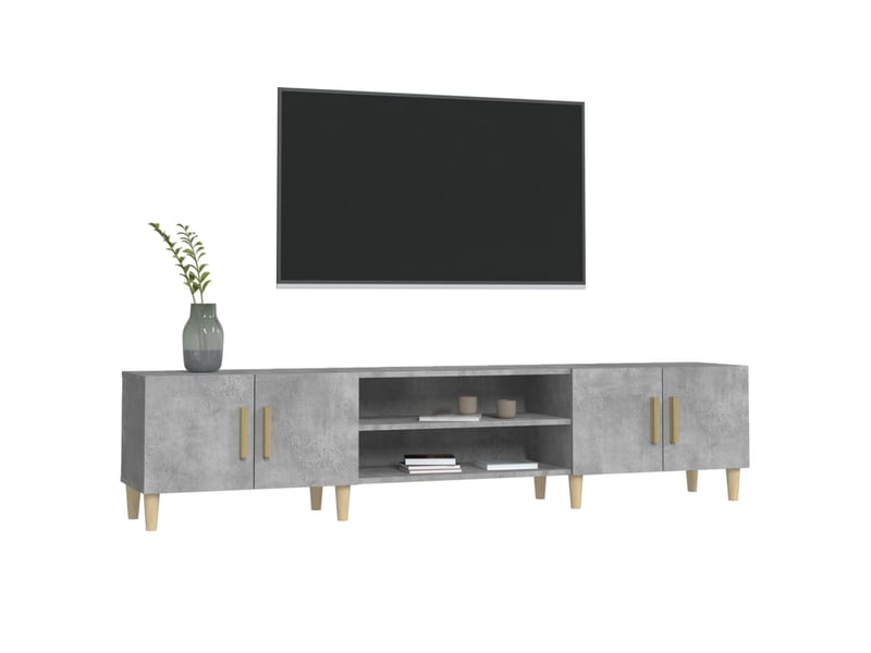  Meuble tv - banc tv - meuble de rangement gris béton 180x31,5x40 cm bois d'ingénierie  - Conforama D
