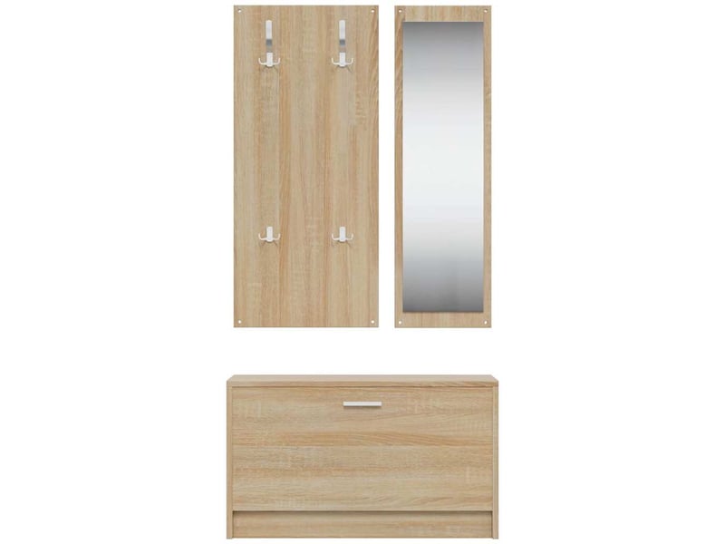  Ensemble de meubles à chaussures 3 en 1 en bois d'ingénierie chêne sonoma  - Conforama D
