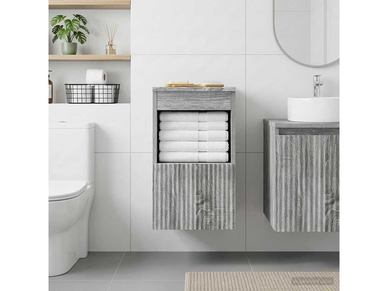  Armoire de salle de bain, meuble de rangement sonoma gris 30x41x50 cm  - Conforama B