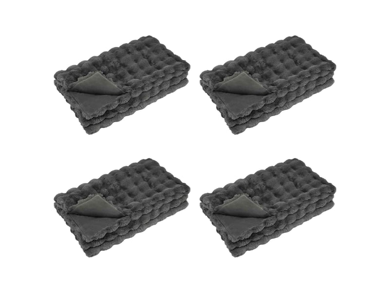  Couverture décorative, couverture antidérapante en fausse de lapin 4 pc 13.65 kg shl218  - Conforama A