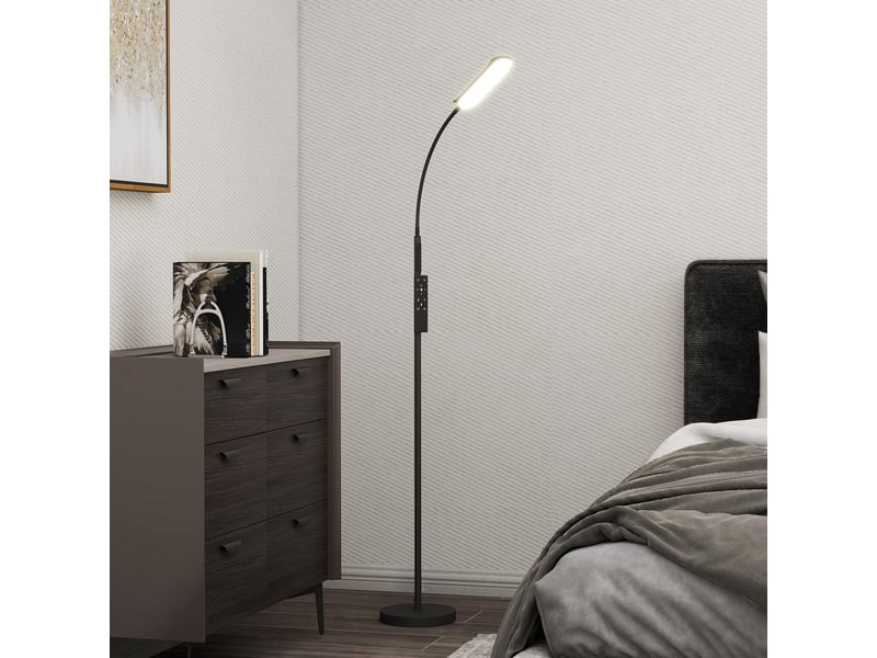  Lampadaire sur pied de salon avec télécommande, contrôle tactile, noir, température couleur et luminosité réglables  - Conforama D