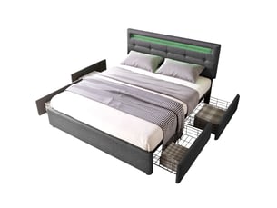 Lit avec rangement 140x200 cm MIVRAY    coloris gris