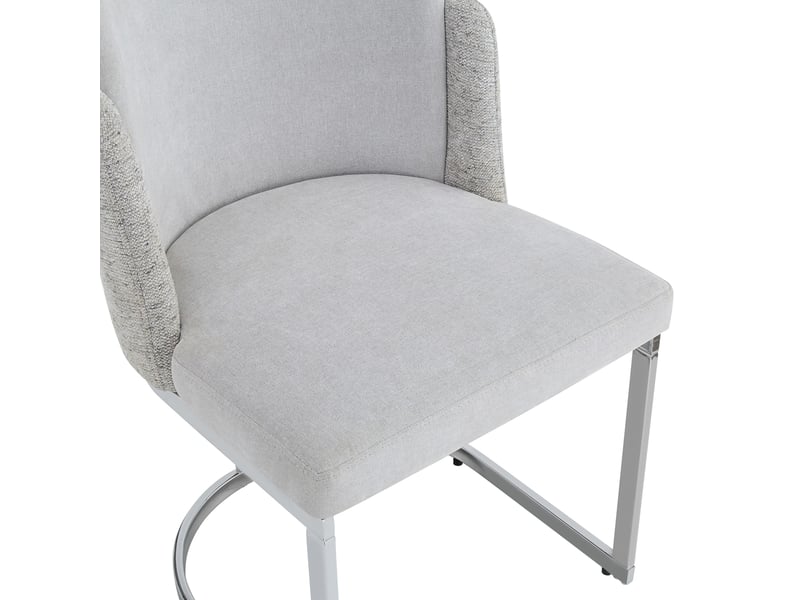  Lot de 6 chaises de salle à manger 61,5 x 53,5 x 86 cm gris clair et argent, tissu chenille, avec accoudoirs  - Conforama D