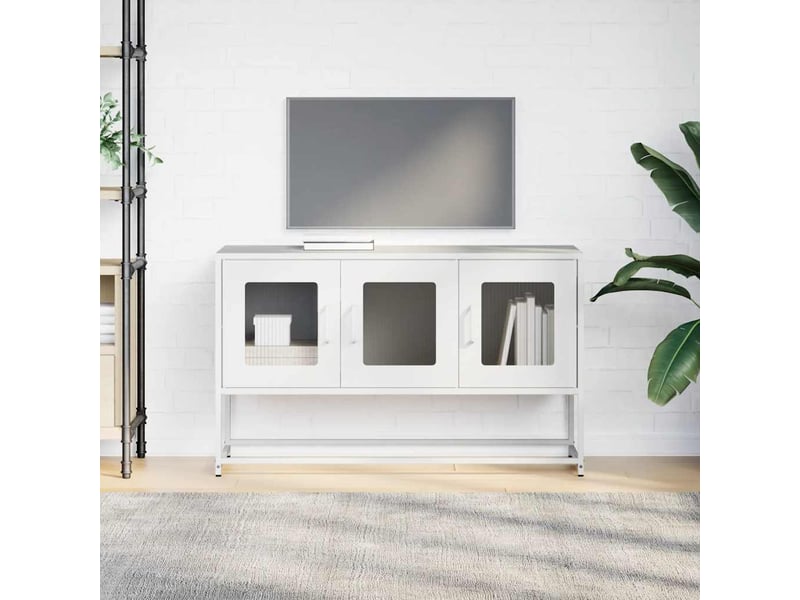  Meuble tv - banc tv - meuble de rangement blanc 100,5x39x60,5 cm acier laminé à froid  - Conforama D