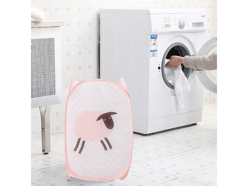  Panier pliable avec anse, panier à linge en maille, panier à dessins animés, panier à linge pour enfants, jouets, chaussures, couleur rose  - Conforama E