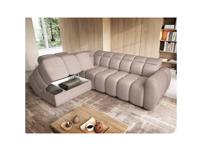 Canapé d'angle électrique ronda 4 places marron clair – angle gauche - Conforama C