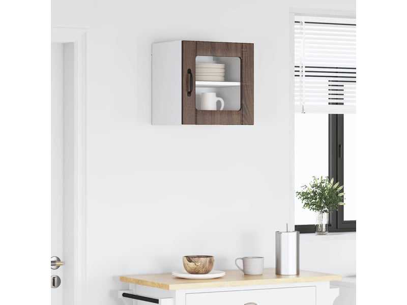 Meuble mural de cuisine, cabinet en verre mural chêne brun 40x31x40cm - Conforama D