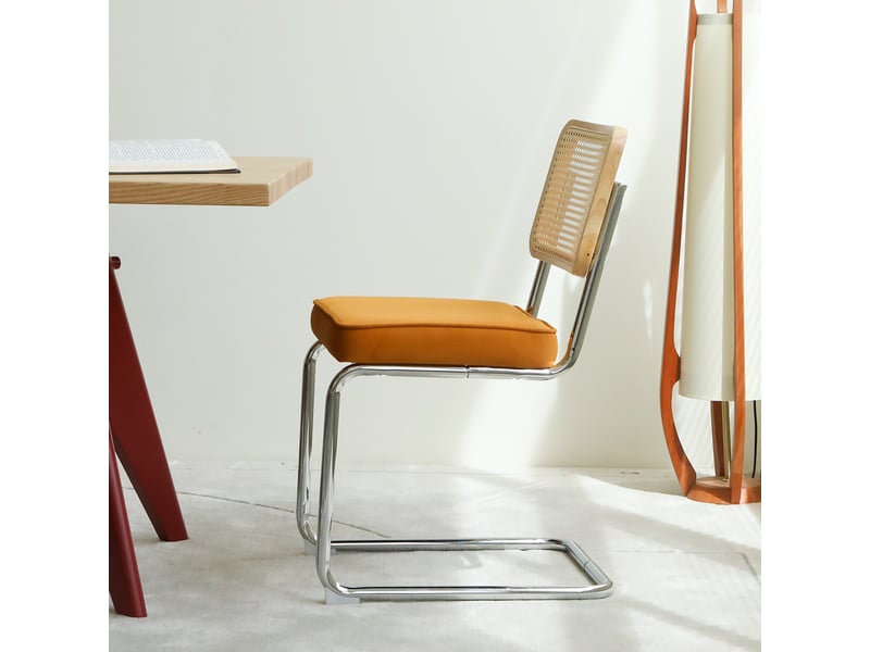  Lot de 2 chaises de salle à manger en velours et rotin orange W5318P426189 - Conforama D