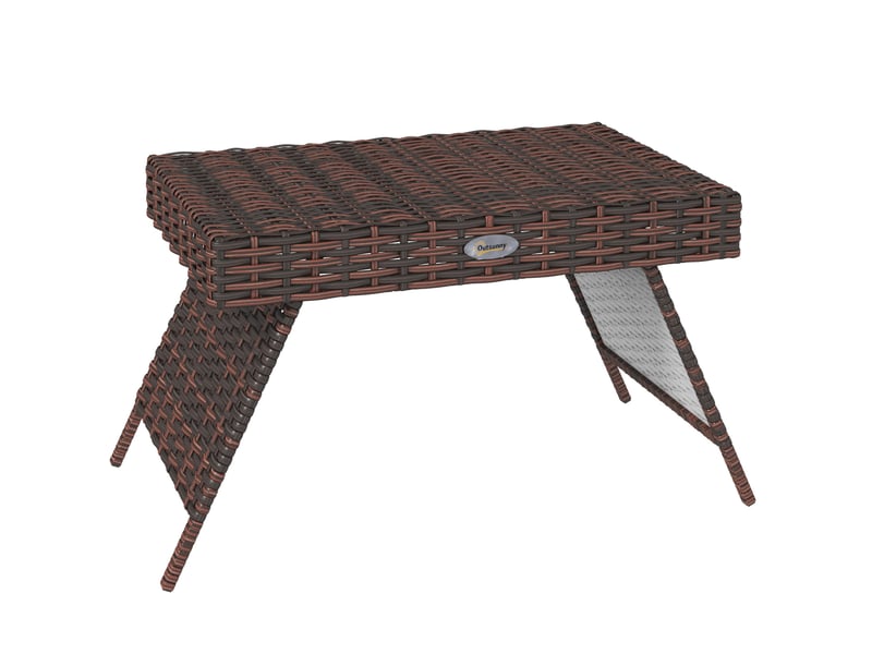  Table d'appoint de jardin pliable 60x41x41 cm marron en rotin, pour balcon, terrasse et camping  - Conforama A