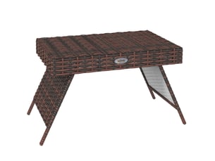Table d'appoint de jardin pliable 60x41x41 cm marron en rotin, pour balcon, terrasse et camping