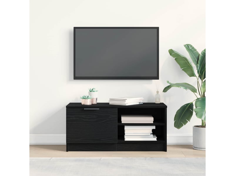  Meuble tv - banc tv - meuble de rangement 80 x 35 x 36,5 cm chêne noir bois d'ingénierie  - Conforama D